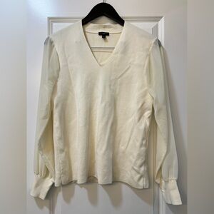 Talbots Women's Cream V-Neck Blouse